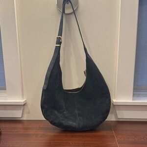 Elegant Madewell Navy Blue Suede Hobo Bag